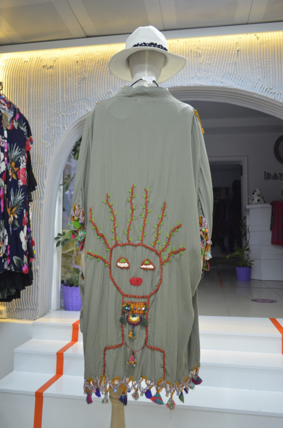 İşlemeli Bohem Tarz Etnik Kimono - Görsel 2